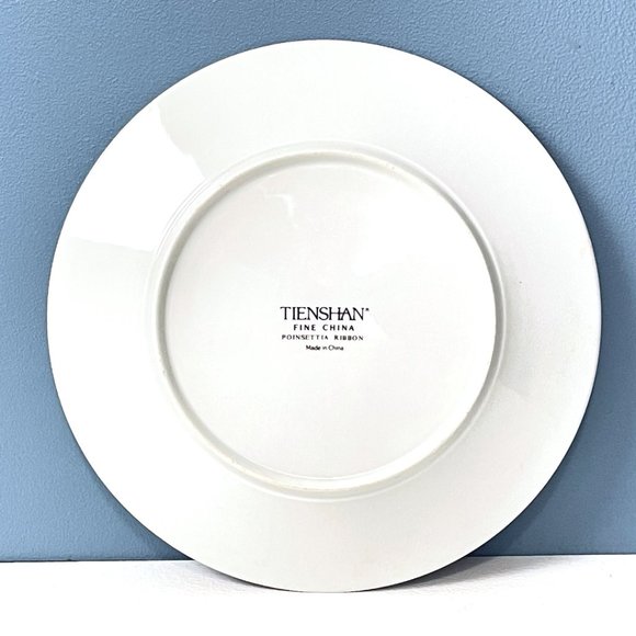 Vintage NEW Fairfield Porcelain, Poinsettias‎ & Ribbon, cake plate with server. - Picture 5 of 5